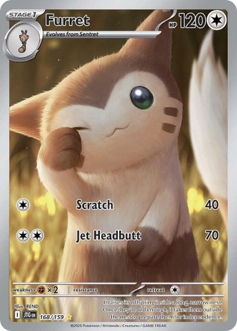 Thẻ hình Pokemon Furret 168/159 - Lá bài lẻ Journey Together Illustration Rare tiếng Anh chính hãng