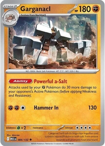 Thẻ hình Pokemon Garganacl 084/132 - Lá bài lẻ Mega Evolution Base Set Uncommon Reverse Holo tiếng Anh chính hãng