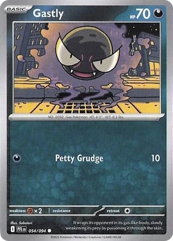 Thẻ hình Pokemon Gastly 054/094 - Lá bài lẻ Phantasmal Flames Common Reverse Holo tiếng Anh chính hãng