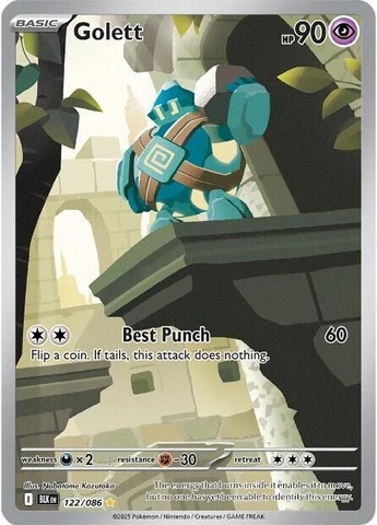 Thẻ hình Pokemon Golett 122/086 - Lá bài lẻ Black Bolt Illustration Rare tiếng Anh chính hãng