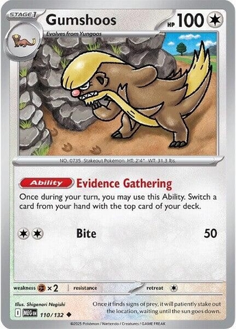 Thẻ hình Pokemon Gumshoos 110/132 - Lá bài lẻ Mega Evolution Base Set Uncommon Reverse Holo tiếng Anh chính hãng