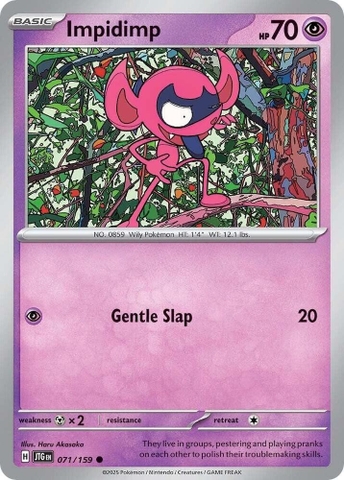 Thẻ hình Pokemon Impidimp 071/159 - Lá bài lẻ Journey Together Common Reverse Holo tiếng Anh chính hãng