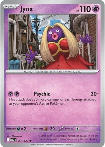 Thẻ hình Pokemon Jynx 057/132 - Lá bài lẻ Mega Evolution Base Set Common Reverse Holo tiếng Anh chính hãng