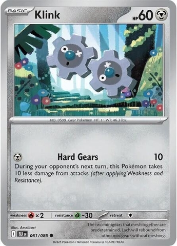 Thẻ hình Pokemon Klink 061/086 - Lá bài lẻ Black Bolt Common Reverse Holo tiếng Anh chính hãng