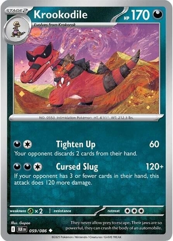 Thẻ hình Pokemon Krookodile 059/086 - Lá bài lẻ Black Bolt Uncommon Reverse Holo tiếng Anh chính hãng