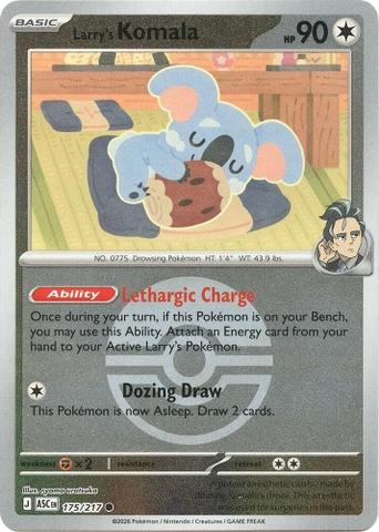 Thẻ hình Pokemon Larry's Komala 175/217 - Lá bài lẻ Ascended Heroes Common Poke Ball Holo tiếng Anh chính hãng