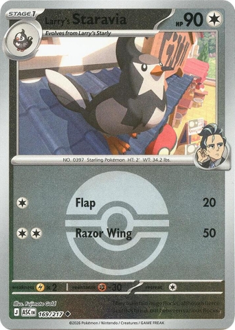 Thẻ hình Pokemon Larry's Staravia 169/217 - Lá bài lẻ Ascended Heroes Uncommon Poke Ball Holo tiếng Anh chính hãng
