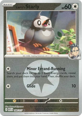 Thẻ hình Pokemon Larry's Starly 168/217 - Lá bài lẻ Ascended Heroes Common Energy Symbol Holo tiếng Anh chính hãng