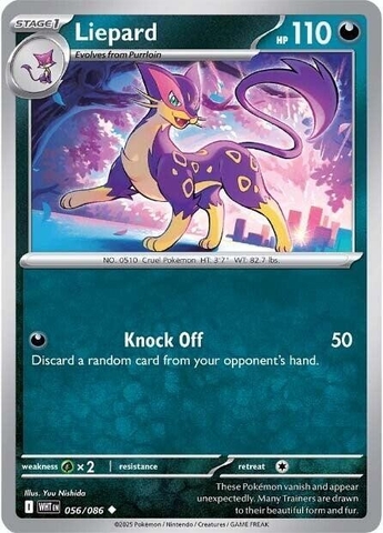 Thẻ hình Pokemon Liepard 056/086 - Lá bài lẻ White Flare Uncommon Reverse Holo tiếng Anh chính hãng