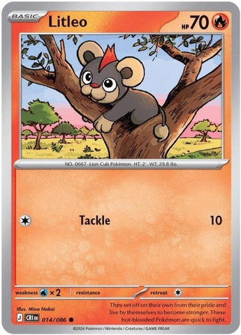Thẻ hình Pokemon Litleo 014/086 - Lá bài lẻ Chaos Rising Common Reverse Holo tiếng Anh chính hãng