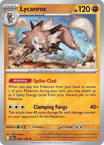 Thẻ hình Pokemon Lycanroc 085/159 - Lá bài lẻ Journey Together Holo Rare Reverse Holo tiếng Anh chính hãng