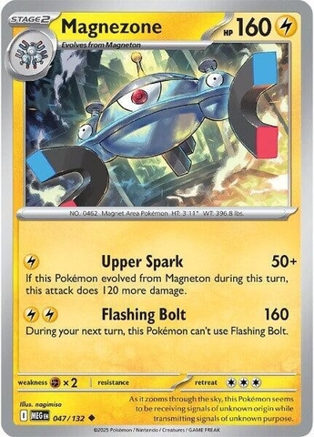 Thẻ hình Pokemon Magnezone 047/132 - Lá bài lẻ Mega Evolution Base Set Uncommon Reverse Holo tiếng Anh chính hãng