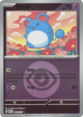 Thẻ hình Pokemon Marill 083/217 - Lá bài lẻ Ascended Heroes Common Energy Symbol Holo tiếng Anh chính hãng