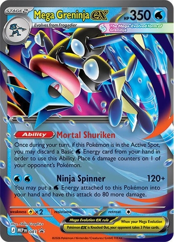Thẻ hình Pokemon Mega Greninja ex MEP081 - Lá bài lẻ Mega Evolution Promo Promo tiếng Anh chính hãng