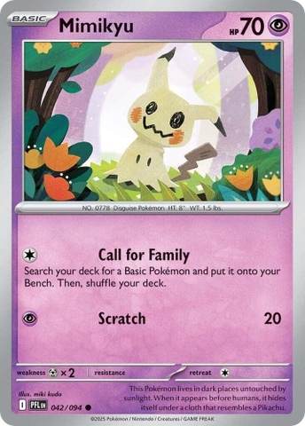 Thẻ hình Pokemon Mimikyu 042/094 - Lá bài lẻ Phantasmal Flames Common Reverse Holo tiếng Anh chính hãng