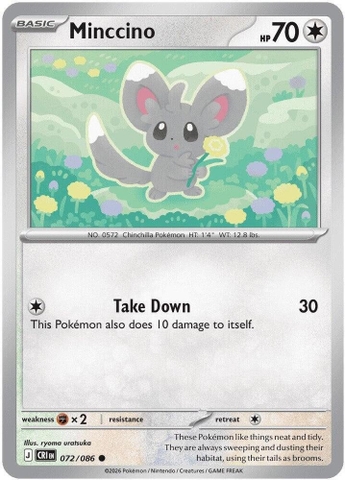 Thẻ hình Pokemon Minccino 072/086 - Lá bài lẻ Chaos Rising Common Reverse Holo tiếng Anh chính hãng