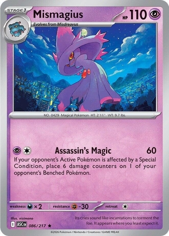 Thẻ hình Pokemon Mismagius 086/217 - Lá bài lẻ Ascended Heroes Holo Rare tiếng Anh chính hãng