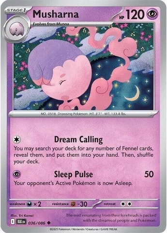 Thẻ hình Pokemon Musharna 036/086 - Lá bài lẻ Black Bolt Uncommon Reverse Holo tiếng Anh chính hãng