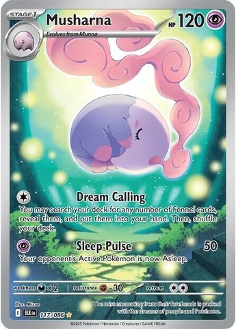 Thẻ hình Pokemon Musharna 117/086 - Lá bài lẻ Black Bolt Illustration Rare tiếng Anh chính hãng