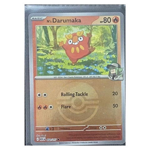 Thẻ hình Pokemon N's Darumaka 032/217 - Lá bài lẻ Ascended Heroes Common Poke Ball Holo tiếng Anh chính hãng