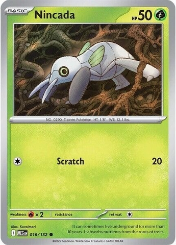 Thẻ hình Pokemon Nincada 016/132 - Lá bài lẻ Mega Evolution Base Set Common Reverse Holo tiếng Anh chính hãng