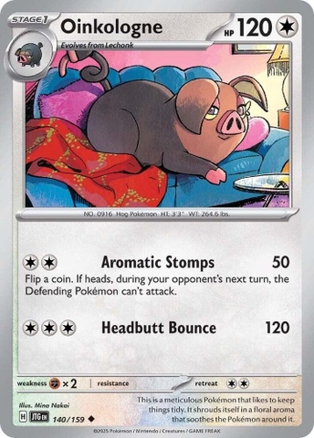 Thẻ hình Pokemon Oinkologne 140/159 - Lá bài lẻ Journey Together Uncommon Reverse Holo tiếng Anh chính hãng
