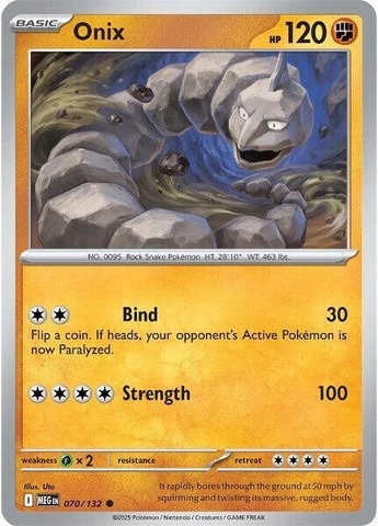 Thẻ hình Pokemon Onix 070/132 - Lá bài lẻ Mega Evolution Base Set Common Reverse Holo tiếng Anh chính hãng