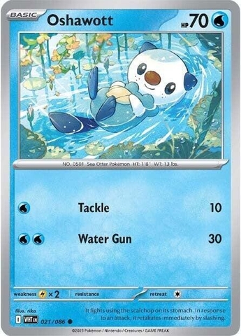 Thẻ hình Pokemon Oshawott 021/086 - Lá bài lẻ White Flare Common Reverse Holo tiếng Anh chính hãng