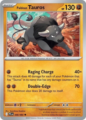 Thẻ hình Pokemon Paldean Tauros 048/094 - Lá bài lẻ Phantasmal Flames Uncommon Reverse Holo tiếng Anh chính hãng