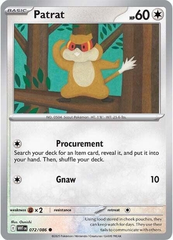 Thẻ hình Pokemon Patrat 072/086 - Lá bài lẻ White Flare Common Reverse Holo tiếng Anh chính hãng