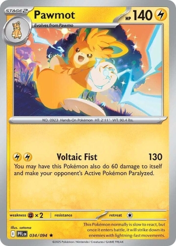 Thẻ hình Pokemon Pawmot 034/094 - Lá bài lẻ Phantasmal Flames Holo Rare Reverse Holo tiếng Anh chính hãng