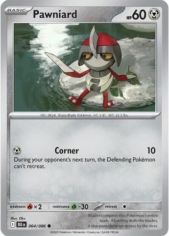 Thẻ hình Pokemon Pawniard 064/086 - Lá bài lẻ Black Bolt Common Reverse Holo Poke Ball Holo tiếng Anh chính hãng
