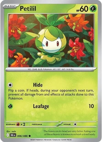 Thẻ hình Pokemon Petilil 006/086 - Lá bài lẻ Black Bolt Common Reverse Holo tiếng Anh chính hãng