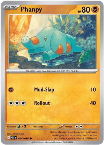 Thẻ hình Pokemon Phanpy 044/086 - Lá bài lẻ Chaos Rising Common Reverse Holo tiếng Anh chính hãng