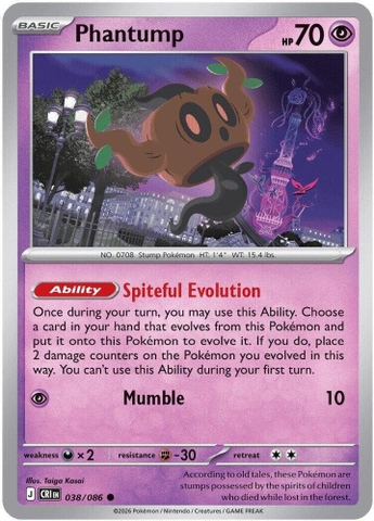 Thẻ hình Pokemon Phantump 038/086 - Lá bài lẻ Chaos Rising Common Reverse Holo tiếng Anh chính hãng