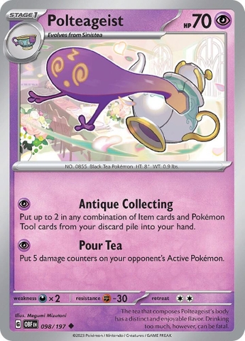 Thẻ hình Pokemon Polteageist 098/197 - Lá bài lẻ Obsidian Flames Uncommon Reverse Holo tiếng Anh chính hãng