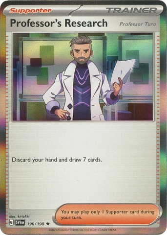 Thẻ hình Pokemon Professor's Research [Professor Turo] 190/198 - Lá bài lẻ Scarlet & Violet Base Set Holo Rare tiếng Anh chính hãng