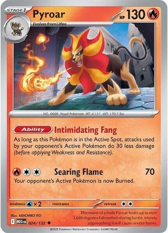 Thẻ hình Pokemon Pyroar 024/132 - Lá bài lẻ Mega Evolution Base Set Uncommon Reverse Holo tiếng Anh chính hãng
