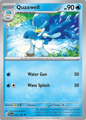 Thẻ hình Pokemon Quaxwell 051/193 - Lá bài lẻ Paldea Evolved Uncommon Reverse Holo tiếng Anh chính hãng