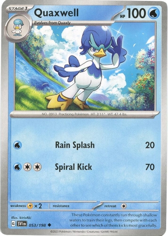 Thẻ hình Pokemon Quaxwell 053/198 - Lá bài lẻ Scarlet & Violet Base Set Uncommon Reverse Holo tiếng Anh chính hãng