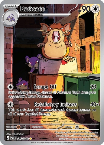 Thẻ hình Pokemon Raticate 099/088 - Lá bài lẻ Perfect Order Illustration Rare tiếng Anh chính hãng