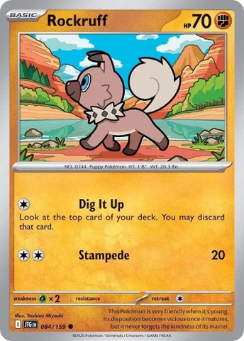 Thẻ hình Pokemon Rockruff 084/159 - Lá bài lẻ Journey Together Common Reverse Holo tiếng Anh chính hãng