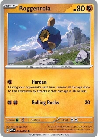 Thẻ hình Pokemon Roggenrola 046/086 - Lá bài lẻ White Flare Common Reverse Holo tiếng Anh chính hãng