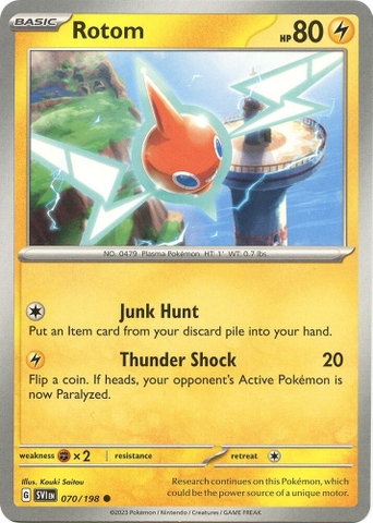 Thẻ hình Pokemon Rotom 070/198 - Lá bài lẻ Scarlet & Violet Base Set Common Reverse Holo tiếng Anh chính hãng