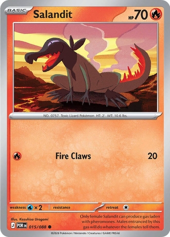 Thẻ hình Pokemon Salandit 015/088 - Lá bài lẻ Perfect Order Common Reverse Holo tiếng Anh chính hãng