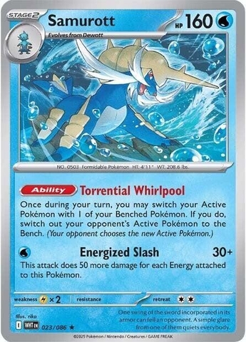 Thẻ hình Pokemon Samurott 023/086 - Lá bài lẻ White Flare Holo Rare tiếng Anh chính hãng