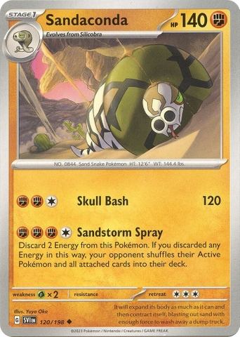 Thẻ hình Pokemon Sandaconda 120/198 - Lá bài lẻ Scarlet & Violet Base Set Uncommon Reverse Holo tiếng Anh chính hãng