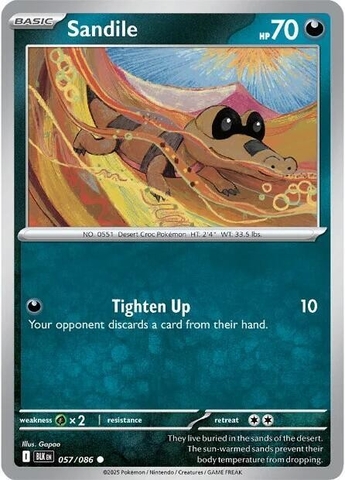 Thẻ hình Pokemon Sandile 057/086 - Lá bài lẻ Black Bolt Common Reverse Holo tiếng Anh chính hãng