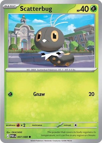 Thẻ hình Pokemon Scatterbug 007/088 - Lá bài lẻ Perfect Order Common Reverse Holo tiếng Anh chính hãng
