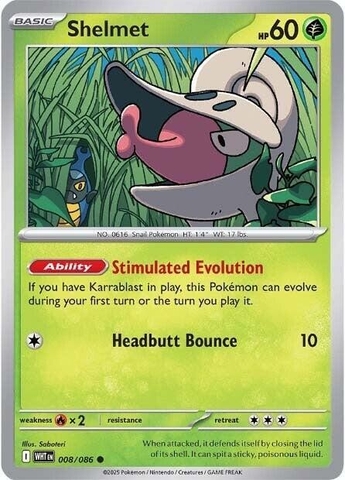 Thẻ hình Pokemon Shelmet 008/086 - Lá bài lẻ White Flare Common Reverse Holo Poke Ball Holo tiếng Anh chính hãng